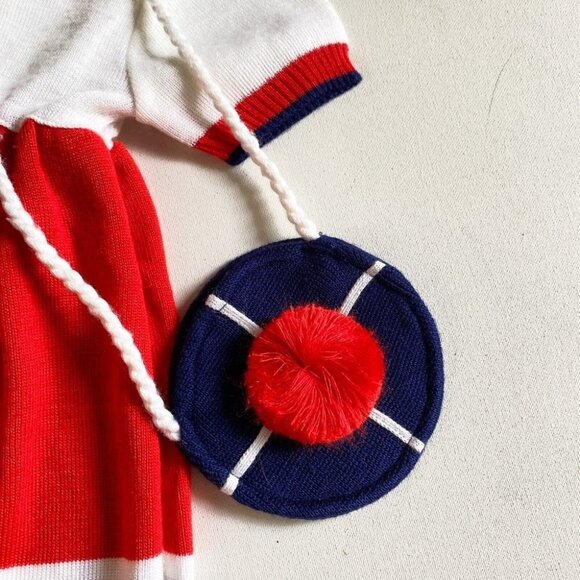 Vintage Glynne Percy Knit Nautical Motif Dress w Matching Purse 24M - Picture 3 of 8